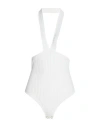 Andreädamo Andreādamo Woman Bodysuit Cream Size S Viscose, Polyester, Polyamide, Elastane In White