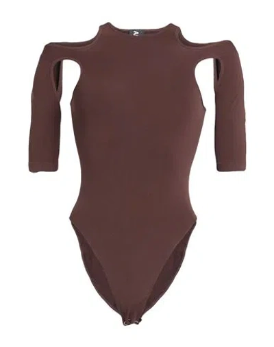 Andreädamo Andreādamo Woman Bodysuit Dark Brown Size Xxs/xs Polyamide, Elastane