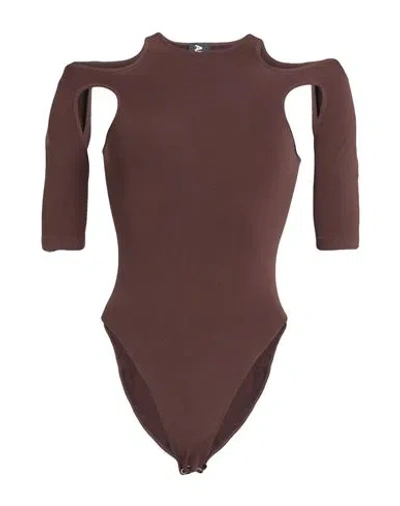 Andreädamo Andreādamo Woman Bodysuit Dark Brown Size S/m Polyamide, Elastane