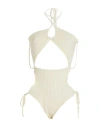 Andreädamo Andreādamo Woman Bodysuit Ivory Size M Viscose, Polyester, Polyamide, Elastane In White