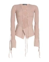 Andreädamo Andreādamo Woman Cardigan Beige Size M Viscose, Polyester, Polyamide, Elastane In Beige