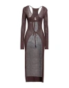 Andreädamo Andreādamo Woman Cardigan Brown Size L Viscose, Polyester, Polyamide, Elastane In Brown