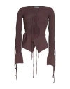 Andreädamo Andreādamo Woman Cardigan Dark Brown Size M Viscose, Polyester, Polyamide, Elastane