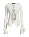 Andreädamo Andreādamo Woman Cardigan Ivory Size Xs Viscose, Polyester, Polyamide, Elastane In White