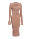 Andreädamo Andreādamo Woman Midi Dress Apricot Size M Viscose, Polyamide In Orange