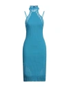 Andreädamo Andreādamo Woman Midi Dress Azure Size M Viscose, Polyester, Polyamide, Elastane In Blue