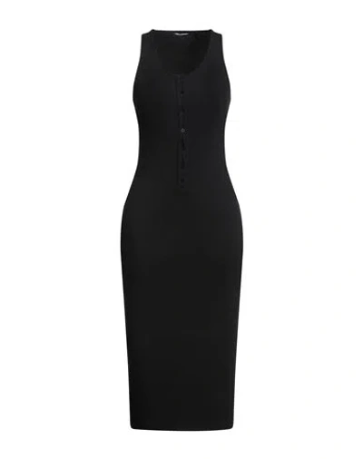 Andreädamo Andreādamo Woman Midi Dress Black Size L Cotton, Elastane