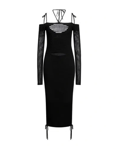 ANDREÄDAMO ANDREĀDAMO WOMAN MIDI DRESS BLACK SIZE M VISCOSE, POLYESTER, POLYAMIDE, ELASTANE