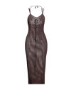 Andreädamo Andreādamo Woman Midi Dress Brown Size M Viscose, Polyester, Polyamide, Elastane