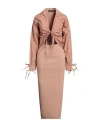 Andreädamo Andreādamo Woman Midi Dress Camel Size M Cotton, Viscose, Polyester, Polyamide, Elastane In Beige