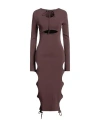 Andreädamo Andreādamo Woman Midi Dress Chocolate Brown Size S Viscose, Polyester, Polyamide, Elastane