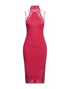 Andreädamo Andreādamo Woman Midi Dress Fuchsia Size S Viscose, Polyester, Polyamide, Elastane In Pink