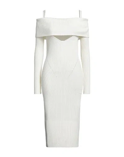 Andreädamo Andreādamo Woman Midi Dress Ivory Size L Viscose, Polyester, Polyamide, Elastane In White
