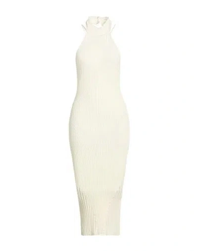 Andreädamo Andreādamo Woman Midi Dress Ivory Size M Viscose, Polyester, Polyamide, Elastane In White
