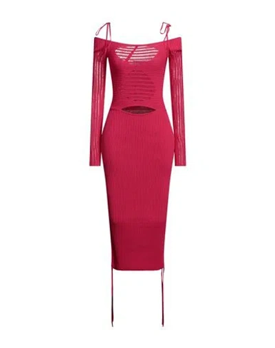 Andreädamo Andreādamo Woman Midi Dress Magenta Size M Viscose, Polyester, Polyamide, Elastane