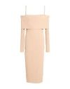 Andreädamo Andreādamo Woman Midi Dress Sand Size S Viscose, Polyester, Polyamide, Elastane In Neutral