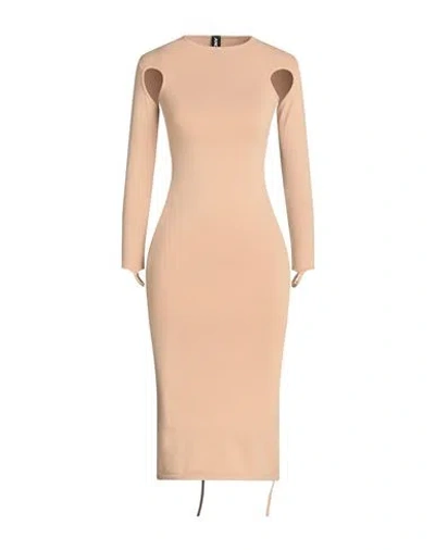 Andreädamo Andreādamo Woman Midi Dress Sand Size S/m Polyamide, Elastane In Beige