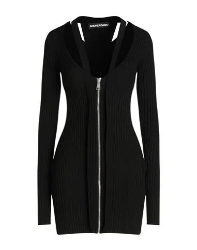 ANDREÄDAMO ANDREĀDAMO WOMAN MINI DRESS BLACK SIZE M VISCOSE, POLYESTER, POLYAMIDE, ELASTANE