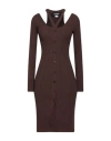 Andreädamo Andreādamo Woman Mini Dress Brown Size L Viscose, Polyester, Polyamide, Elastane