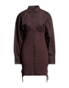 Andreädamo Andreādamo Woman Mini Dress Chocolate Brown Size M Cotton, Viscose, Polyester, Polyamide, Elastane