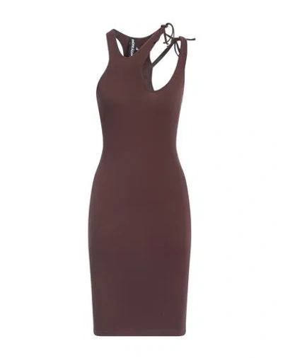 Andreädamo Andreādamo Woman Mini Dress Chocolate Brown Size S Polyamide, Elastane