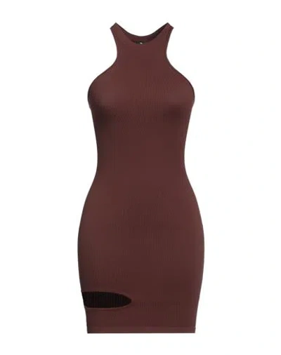 Andreädamo Andreādamo Woman Mini Dress Dark Brown Size S/m Polyamide, Elastane