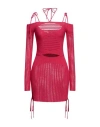 Andreädamo Andreādamo Woman Mini Dress Fuchsia Size S Viscose, Polyester, Polyamide, Elastane In Pink