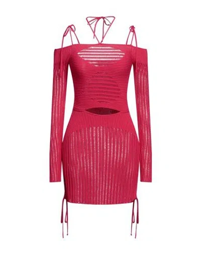 Andreädamo Andreādamo Woman Mini Dress Fuchsia Size S Viscose, Polyester, Polyamide, Elastane In Pink