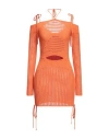 Andreädamo Andreādamo Woman Mini Dress Orange Size M Viscose, Polyester, Polyamide, Elastane