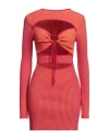 Andreädamo Andreādamo Woman Mini Dress Orange Size M Viscose, Polyester, Polyamide, Elastane