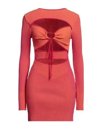 Andreädamo Andreādamo Woman Mini Dress Orange Size M Viscose, Polyester, Polyamide, Elastane