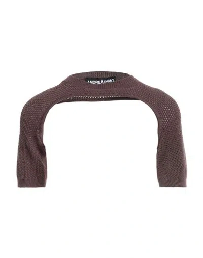 Andreädamo Andreādamo Woman Shrug Chocolate Brown Size S/m Viscose, Polyester, Polyamide, Elastane