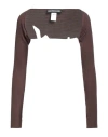 Andreädamo Andreādamo Woman Shrug Chocolate Brown Size M Viscose, Polyester, Polyamide, Elastane