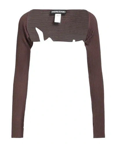 Andreädamo Andreādamo Woman Shrug Chocolate Brown Size M Viscose, Polyester, Polyamide, Elastane