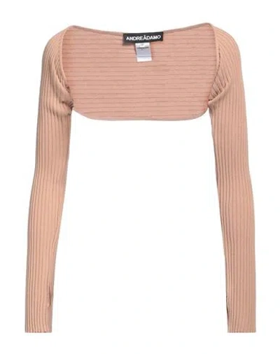 Andreädamo Andreādamo Woman Shrug Light Brown Size S Viscose, Polyester, Polyamide, Elastane In Beige