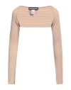 Andreädamo Andreādamo Woman Shrug Sand Size M Viscose, Polyester, Polyamide, Elastane In Beige