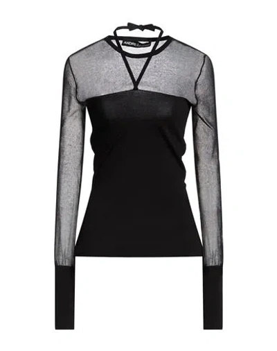 Andreädamo Andreādamo Woman Sweater Black Size S Viscose, Cotton, Polyamide
