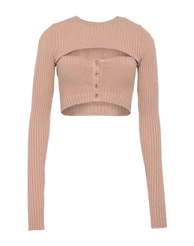 Andreädamo Andreādamo Woman Sweater Blush Size Xs Viscose, Polyester, Polyamide, Elastane In Pink