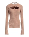 Andreädamo Andreādamo Woman Sweater Camel Size L Viscose, Polyamide In Beige