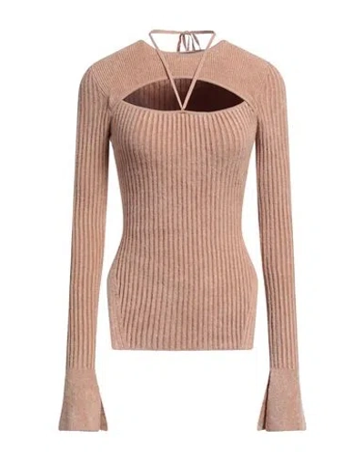 Andreädamo Andreādamo Woman Sweater Camel Size L Viscose, Polyamide In Beige