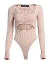 Andreädamo Andreādamo Woman Sweater Camel Size L/xl Viscose, Polyester, Polyamide, Elastane In Beige