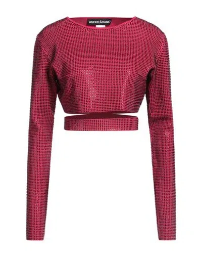 Andreädamo Andreādamo Woman Sweater Fuchsia Size M Viscose, Polyester, Polyamide, Elastane In Pink