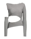 Andreädamo Andreādamo Woman Sweater Lead Size M Viscose, Polyester, Polyamide, Elastane In Grey