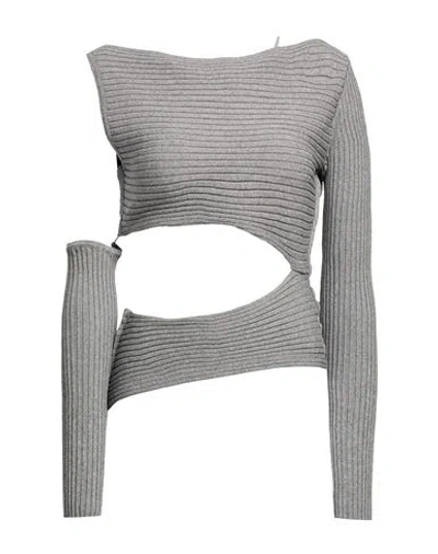 Andreädamo Andreādamo Woman Sweater Lead Size M Viscose, Polyester, Polyamide, Elastane In Grey