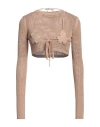 Andreädamo Andreādamo Woman Sweater Light Brown Size M Viscose, Polyester, Polyamide, Elastane In Beige