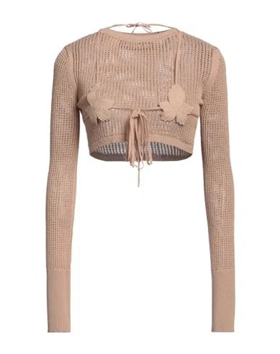 Andreädamo Andreādamo Woman Sweater Light Brown Size M Viscose, Polyester, Polyamide, Elastane In Pink