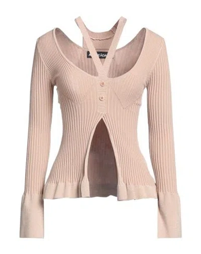 Andreädamo Andreādamo Woman Sweater Sand Size M Viscose, Polyester, Polyamide, Elastane In Beige