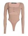 Andreädamo Andreādamo Woman Sweater Sand Size Xxs/xs Viscose, Polyester, Polyamide, Elastane In Beige