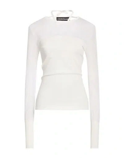 Andreädamo Andreādamo Woman Sweater White Size S Viscose, Cotton, Polyamide In Gray