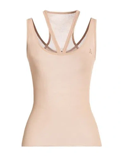 Andreädamo Andreādamo Woman Tank Top Sand Size M Cotton, Nylon In Neutral
